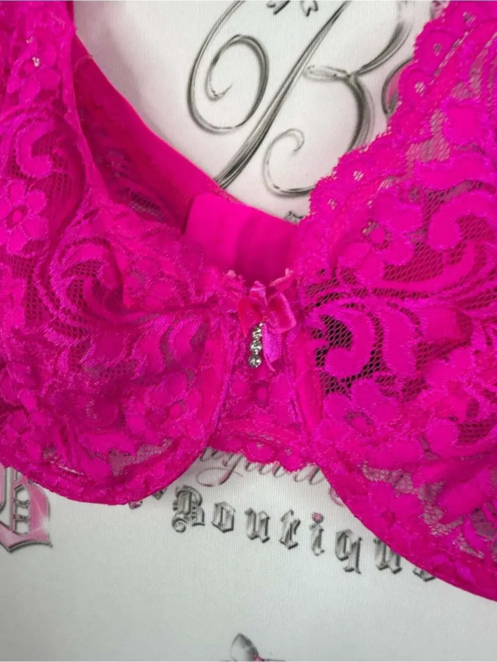 smart & sexy Bright Hot Pink Lace Underwire Bra